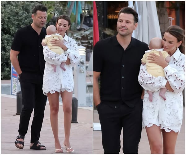 Michelle Keegan cradles baby daughter Palma on sun-soaked Marbella birthday trip – as doting husband Mark Wright calls her a ‘superhero’ just three months after giving birth