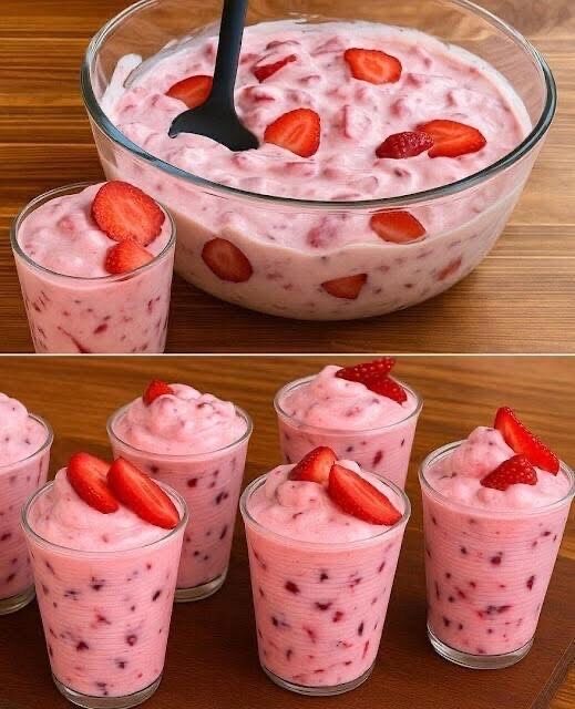 Strawberry Fluff Salad Mousse Cups Recipe