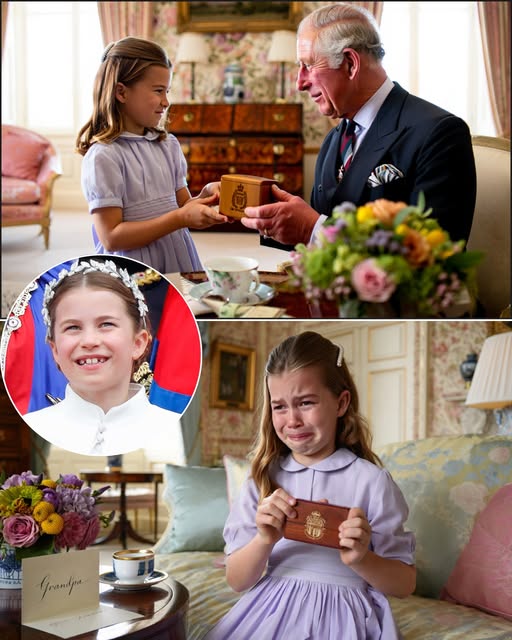 To my brave little Lottie — love always, Grandpa.” – Freshly recovered and smiling once more, Princess Charlotte made a surprise appearance this week — but royal watchers weren’t just focused on her return. Tucked in her arms was a mysterious plush toy from Grandpa King Charles, handcrafted and hiding a secret message no one expected. What was inside left even the palace staff emotional…