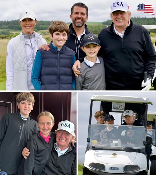 President Trump spends quality time with his grandkids as fans buzz over his look and spirit
