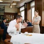 Even though he knocked over the glass and stained his shirt, the owner yelled at the waitress — and her response shocked everyone in the restaurant